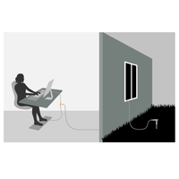 Illustration eines geteilten Erdungsanschlusses zu zwei Stellen im Haus